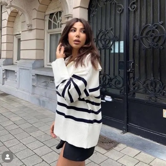 ZARA Stripped Knit Sweater - Cream - Picture 4 of 5